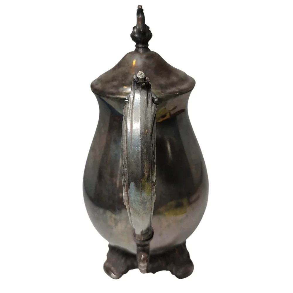 FB Rogers Antique Teapot Silver Plated Footed Intricate‎ 2462 Ten Inches